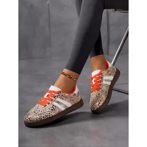 Women's Fashion Leopard Print Low-Top Sneakers, Casual Outdoor Sports Shoes, Daily Wear, Size Small, Add One Size Up(Sheets)