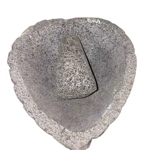 Heart Shaped Molcajete from San Nicolas de Obispo Michoacan Mexico Authentic Traditional Mortar and Pestle