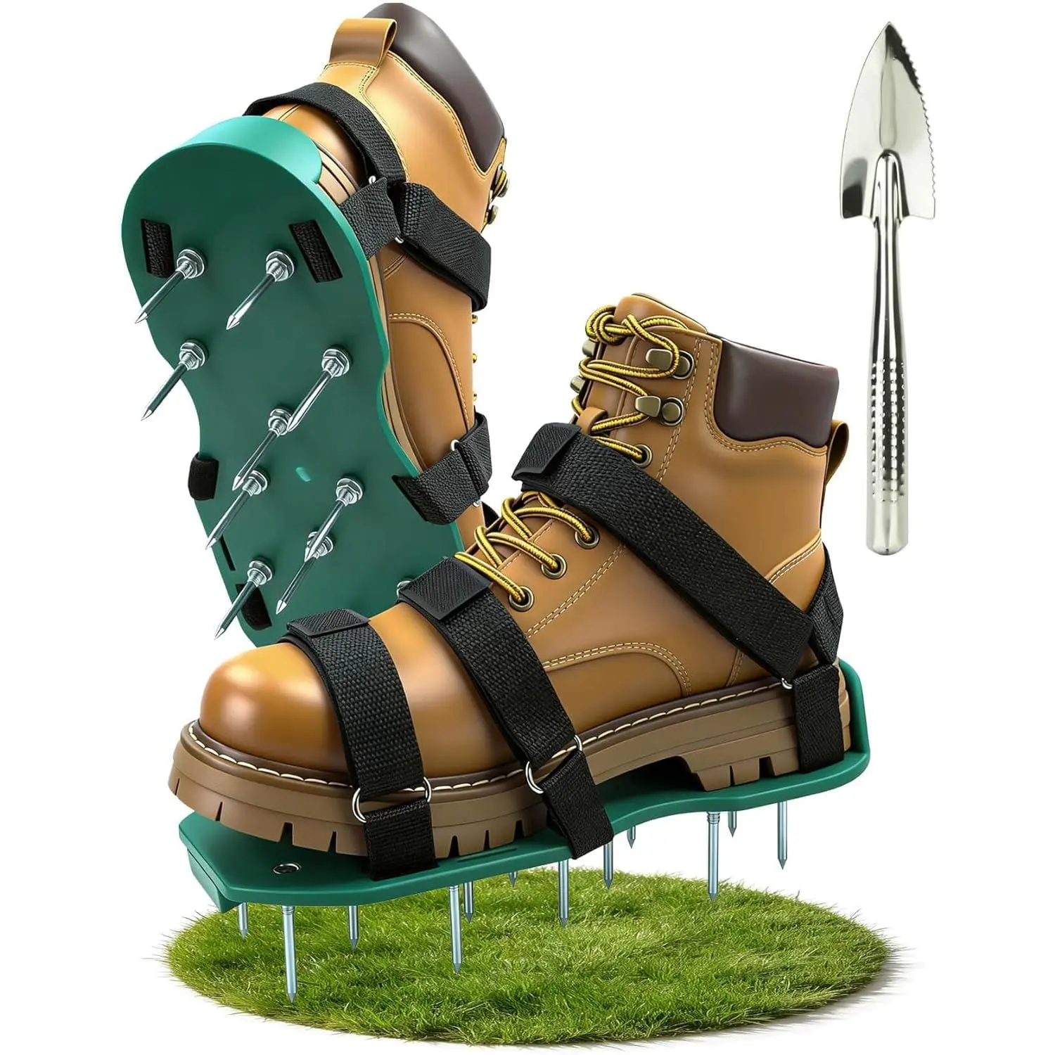 Lawn Aerator Shoes for Grass, Pre-Assembled Heavy Duty Aerator Lawn Tool with Hook and Loop Straps,  Size Fits  Spiked Shoes for Effectively Aerating Yard Garden Lawn Patio Soil, No Installation