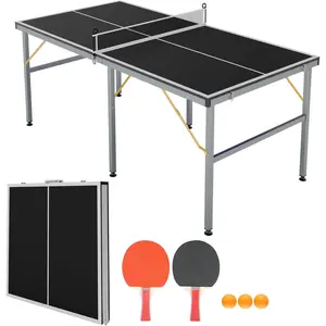 Portable Ping Pong Table,6X3 ft Professional Indoor/Outdoor Table Tennis Tables Game with Net for Adults/Teens,2 Tennis Paddles and 3 Balls- Quick Assembly