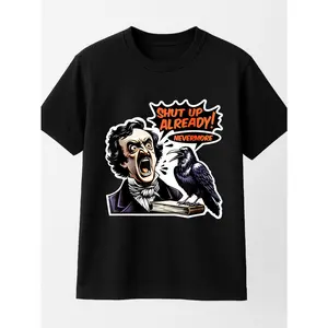 Edgar Allan Poe T Shirt Black Halloween Costume Personalized Unisex Top Comfortable Breathable Short Sleeve Tee Suitable For All Outfits Made In Usa