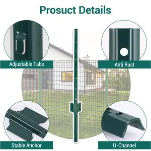 Garvee Heavy Duty Support – 10 Pack Steel U-Channel Fence Posts with Anchor Plates, No Dig, Rust-Resistant, Compatible with Forklift Safety Cage, Ideal for Garden, Yard & Farm – 4Ft