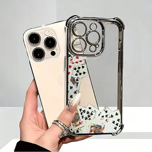 Poker Cards Phone Case, Transparent Electroplated Cover for iPhone 17 16 15 14 13 12 11 Plus Pro Max