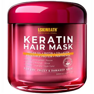 LSKINBATH Professional Keratin Hair Mask, 16.9 Fl Oz, with Argan Oil, Biotin, Collagen, for Dry and Damaged Hair