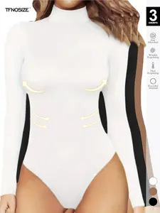 2026Women's Long Sleeve Turtleneck Bodysuit Thermal Compression Jumpsuit Shapewear Base Layer Top
