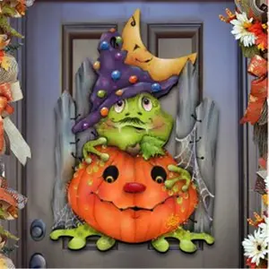 212 MAIN G.DeBrekht 8457403 Jamie Mills Price Jeepers Creepers Wooden Ornament Set of 2, Artistic Halloween Decor, Lightweight Nature-Painted Home Festive Decoration, Ideal Gift