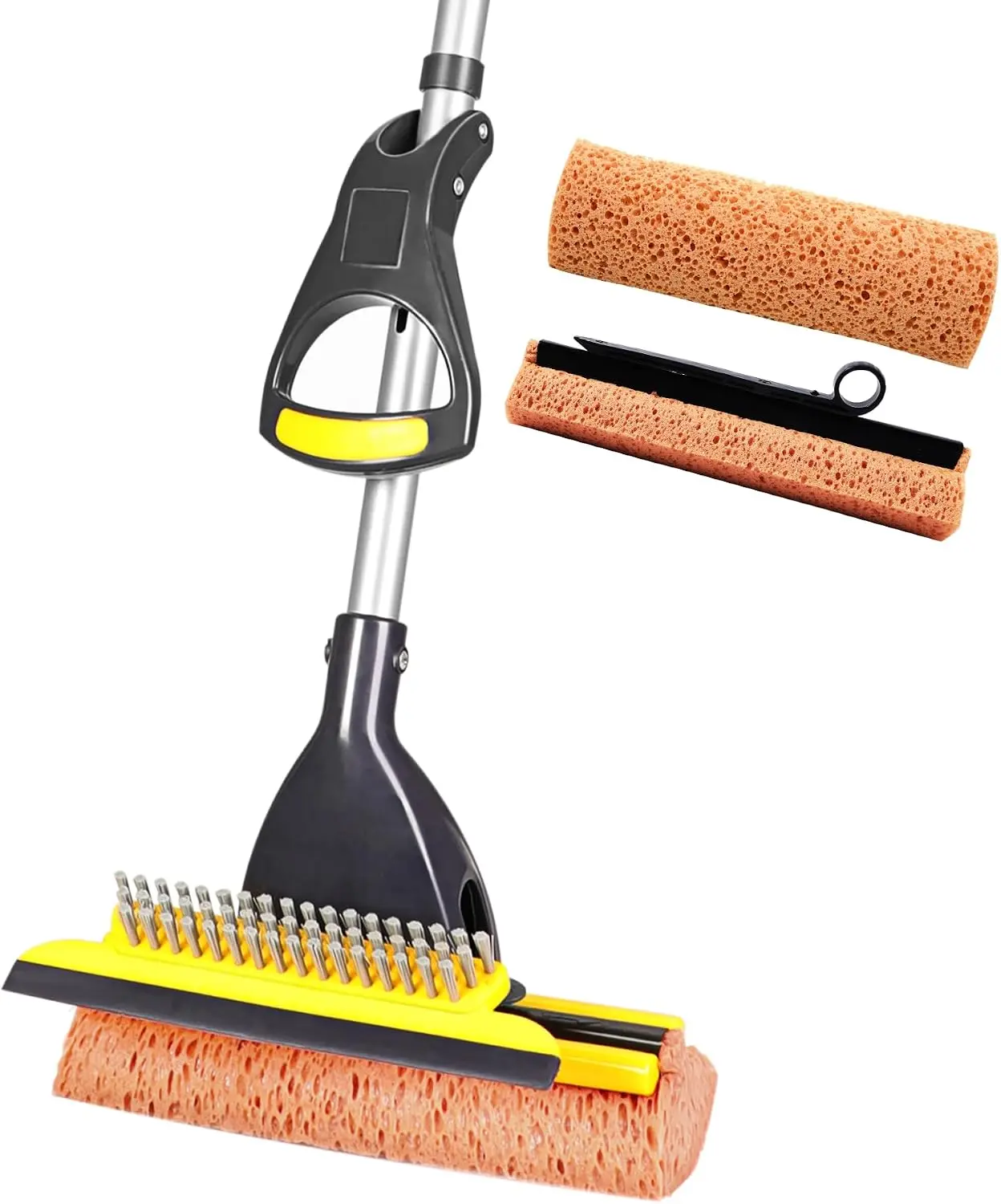 Yocada Sponge Mop for Floor Cleaning, Tile Floor Mop for Bathroom, Garage & Home Use
