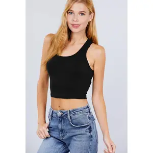 FITTED RACERBACK COTTON SPANDEX JERSEY CROP TANK TOP