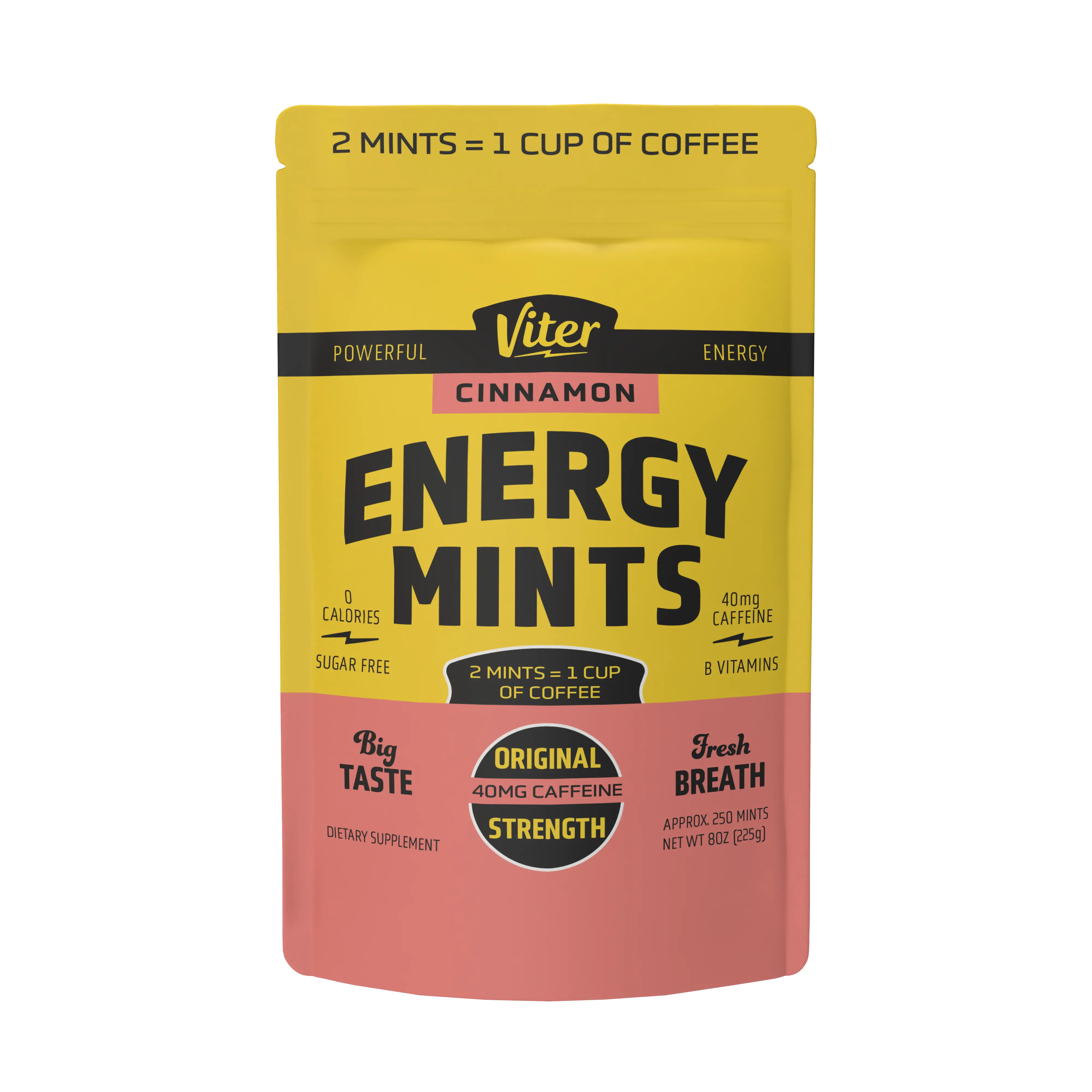 Cinnamon Mints – Bulk Bag | 40mg Caffeine per Mint - Fast-Acting Energy Mints for Focus & Fresh Breath - Sugar-Free Caffeinated Mints - Portable On-the-Go Energy for Early Morning, Afternoon Meetings & Long Drives