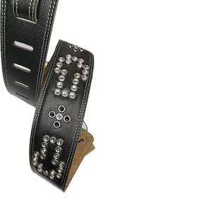 Custom Italian Full Grain Leather Guitar Strap Crafted With Austrian crystals And Silver Hardware