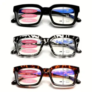 3 Pack Progressive Multifocal Reading Glasses Blue Light Blocking Computer Readers Spring Hinge Oversized Frame Unisex Durability Adjustable
