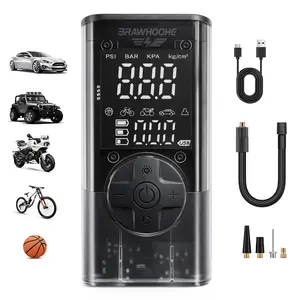 Tire Inflator Portable Air Compressor Cordless Mini Bike Pump with Digital Dual Values Display, 150 PSI Car Tires Air Pump with LED Lights&Pressure Gauge for Auto, Motorcycles, Bikes, Balls