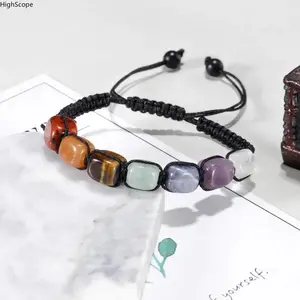 Chakra Bracelet for Men & Women – Natural Stone Healing Jewelry, Adjustable Cord, Amethyst Beads