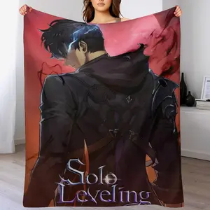 Solo Leveling Anime Flannel Blanket - Super Soft & Durable Anti-Shrink Design | Machine Washable Cozy Throw for Anime Lovers, Family Movie Nights, Couch & Bed Decor