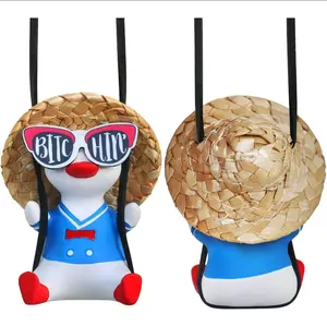 Cool Swinging Duck Hanging Ornament Cute Auto Decor Rear View Mirror Accessories Interior for Women Men Teens Rearview Christmas Tree Decorations Things Charms Funny Giftsfor Boys Girls
