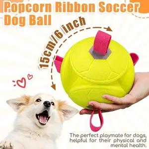 Dog Soccer Chew Toy with Rope - Durable Interactive Fetch Ball for Puppy, Pet Tug-of-War Training Toy, Teeth Cleaning Bite Resis