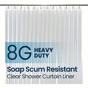 1pc Transparent Plastic Light-Transmitting Shower Curtain Bathroom Kitchen Oil Smoke Barrier Door Curtain No Drill Required