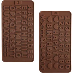 2 pcs Number Chocolate Molds and Letter Silicone Molds, kitchen utensils, cake cookies, ice cubes, chocolate resin candy making products