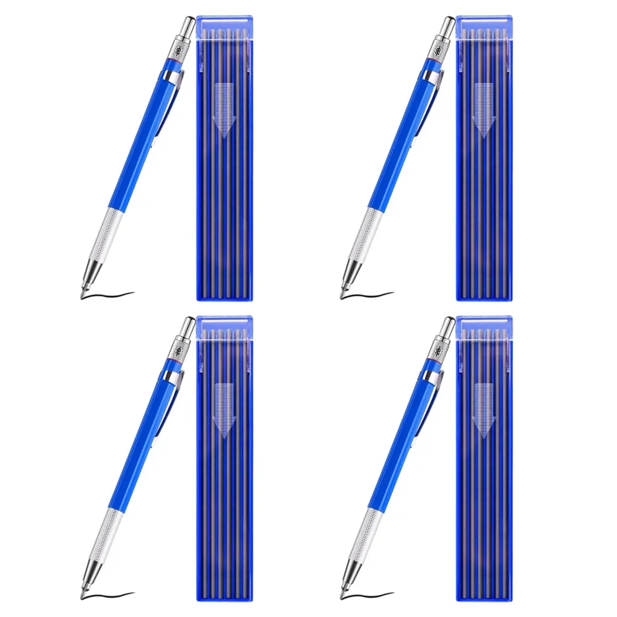 Sports & Outdoor Protective Gear Marking Set - 4 Silver Streak Welders Pencils, 48 Round Silver Refills, Metal Carbide Scriber Mechanical Pens for Smooth, Rough, Wet, Dry Surfaces (Ideal for Businessmen), Businessman, Writing Pens, Stationery Writing Tool