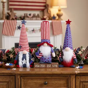 4th of July Patriotic Gnomes Decorations - 3PCS Handmade Gnomes American Stars&Stripes Plush Elf Scandinavian Tomte Veterans Memorial Day Gift - Fourth of July Independence Day Table Ornament