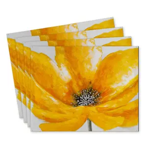 360 stand Stain-Proof Floral Yellow Placemats, 4-Pack 14x18 in. Polyester Coffee Set, Vibrant Tableware for Indoor Home Decor, Sunshine, Stylish