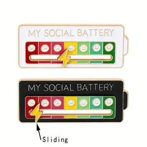 My social battery slider enamel Pin