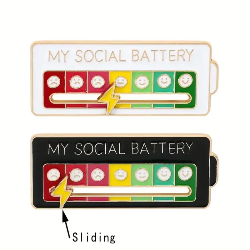 My social battery slider enamel Pin