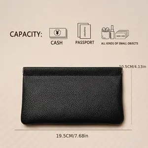 Automatic Closure PU Material Retro Long Wallet, Large Bills Small Coins Organizer, Elastic Band Coin Purse, 1 Piece