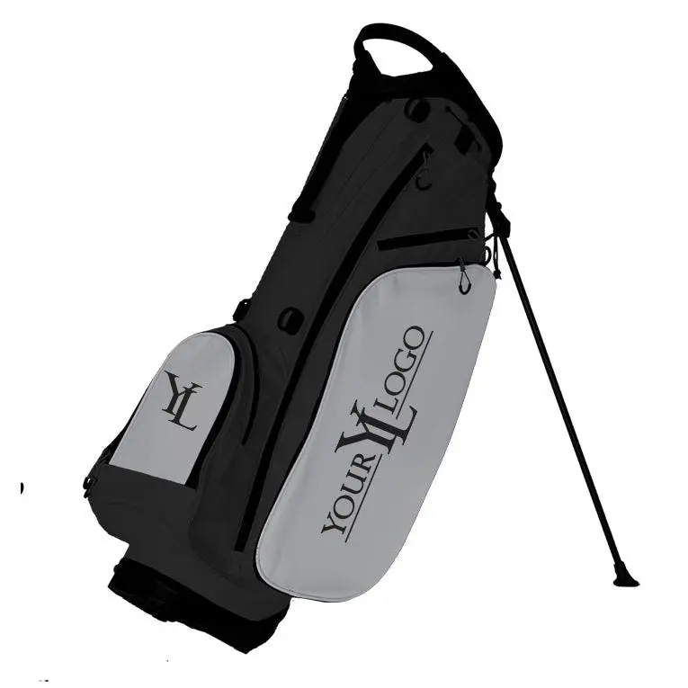 1withgolf top quality Fully Custom Golf Bag Black with 3 zips off pockets for customization