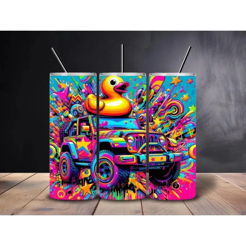Neon Jeep Duck Tumbler 20oz