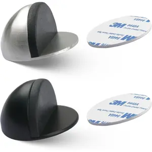 2 count Adhesive Door Stopper Stainless Steel Floor Door Stopper Floor Mounted Door Stops for Living Room Bedroom Bathroom Office (Black&)