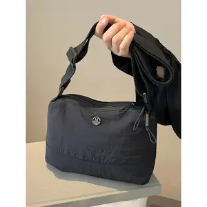 Simple Solid Color Canvas Stylish Crossbody Bags, Casual Trendy Purses, Wide Shoulder Strap Everyday Bag with Drawstring Design, Casual Versatile Small Square Bag, Suitable for Daily Commuting, Shopping, Trendy Shoulder Bag