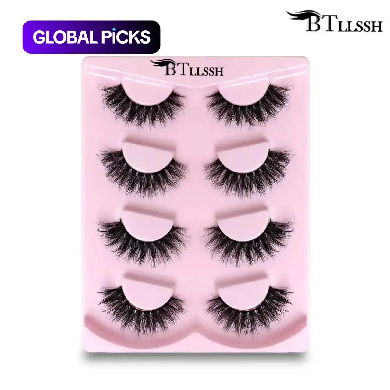Thick False Eyelashes, Synthetic, Wispy Feline Lash Look Cat-Eye Faux Cluster Strip Lashes, Natural-Looking Curled Eye Makeup Lashes for Women & Girls #GLOBAL PICKS