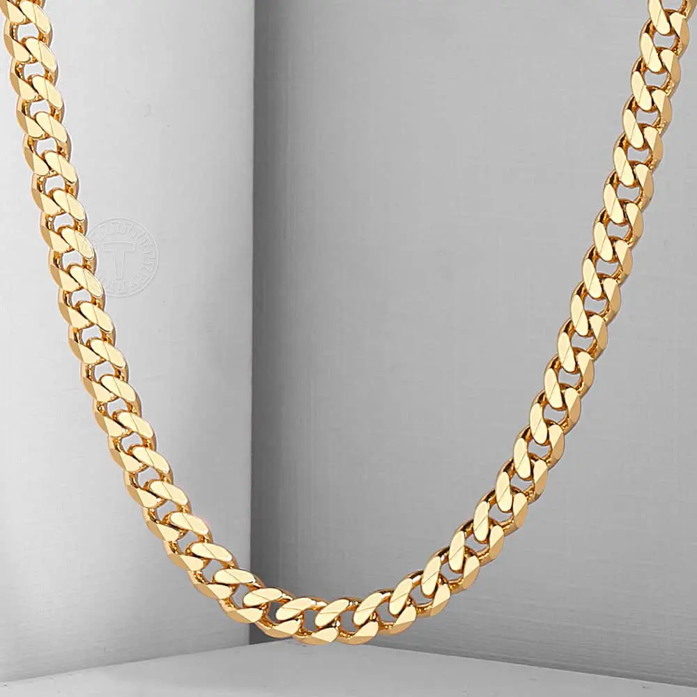 4.5mm Men's Cuban Link Necklace Golden Chain Necklace 50cm 60cm