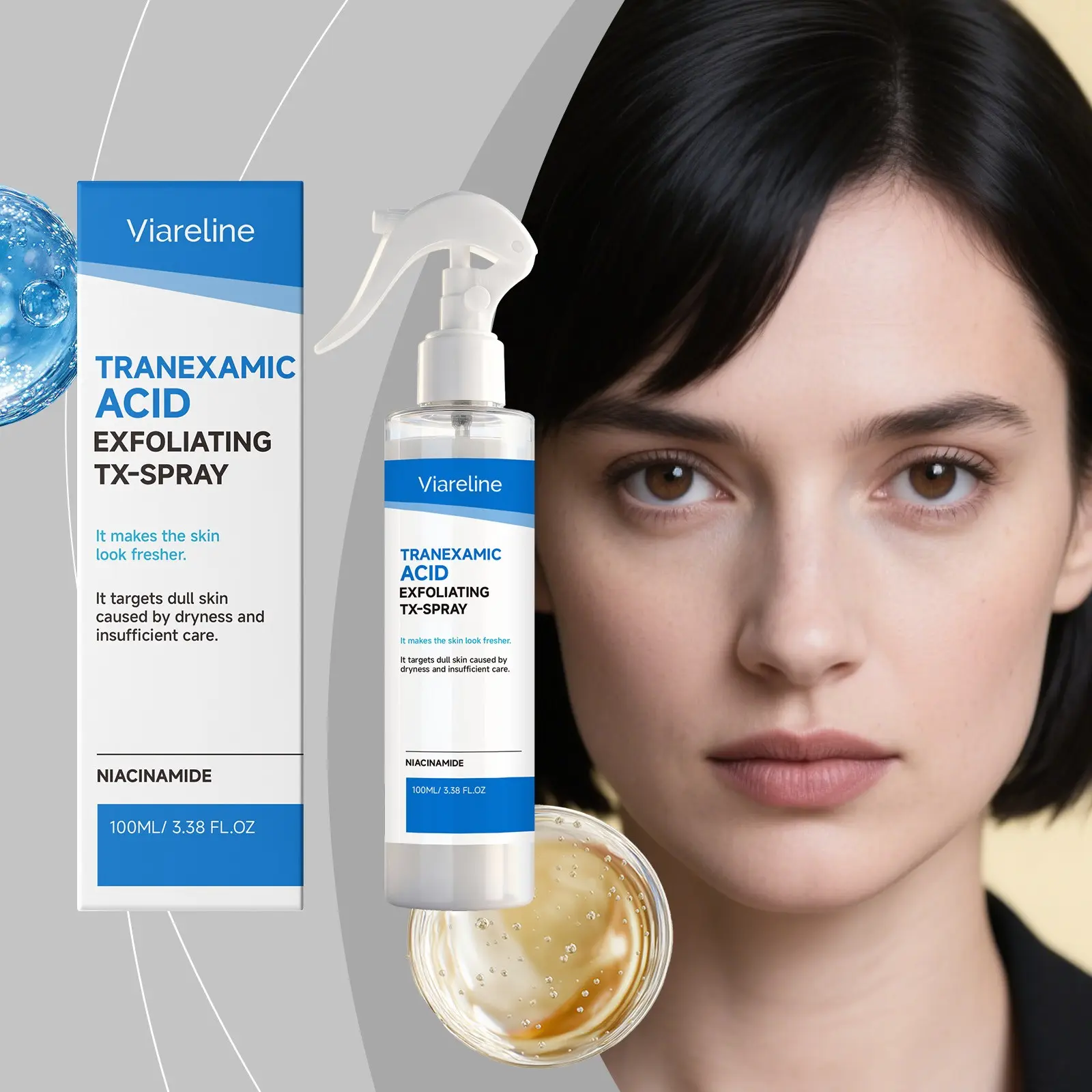 Viareline Exfoliating Spray✨Chemical Exfoliant Gentle Cleansing Smooth Hydrating Moisturizing Brightening Refreshing