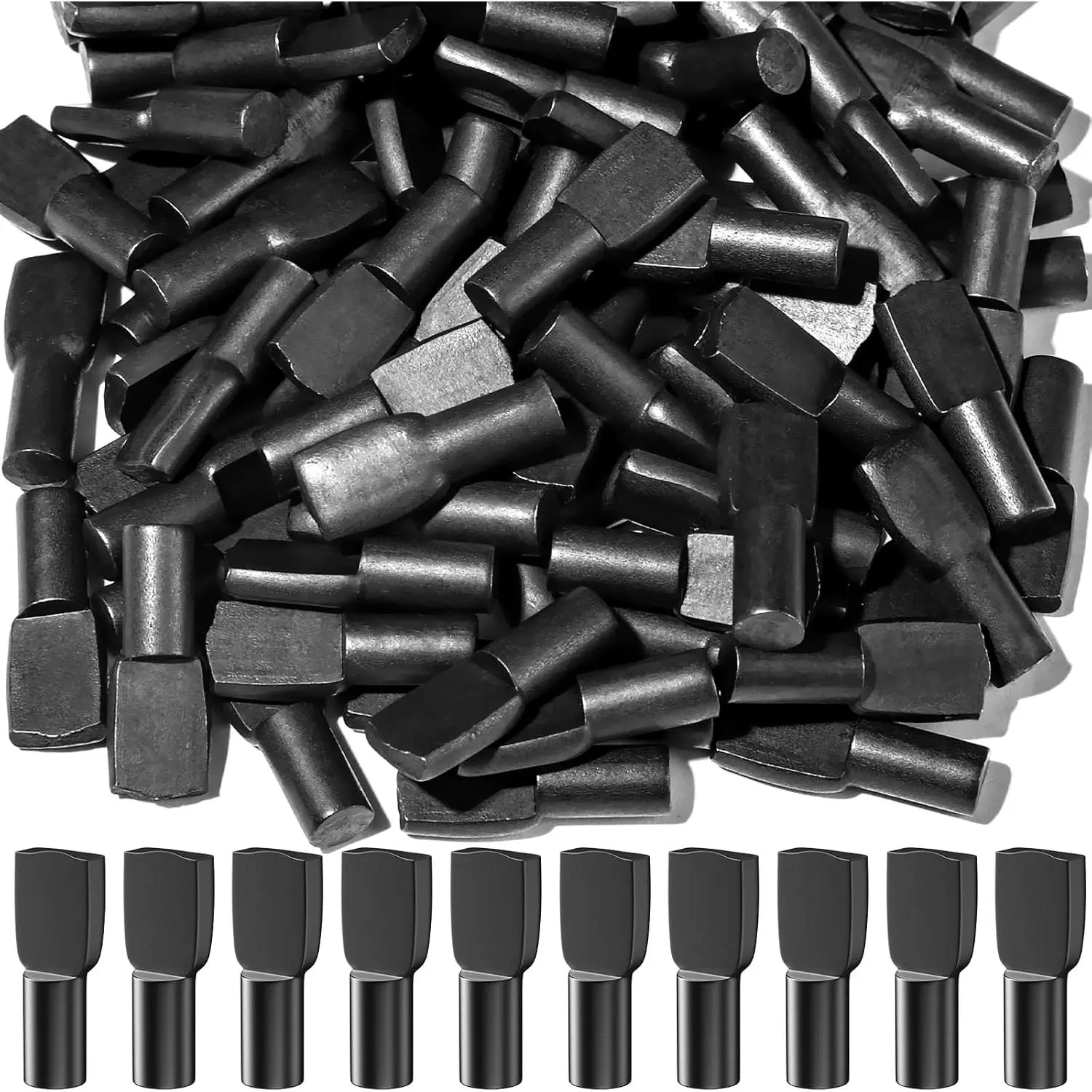 100 count 5mm Shelf Pins - Nickel Plated Cabinet Pegs, Spoon Shape Support for Shelves - Black