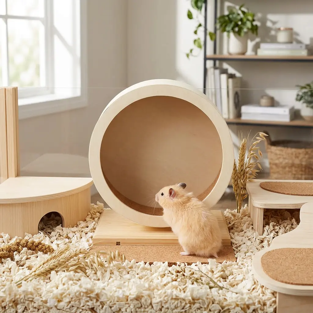 FrayNest SilentGlide™ Wooden Hamster Wheel