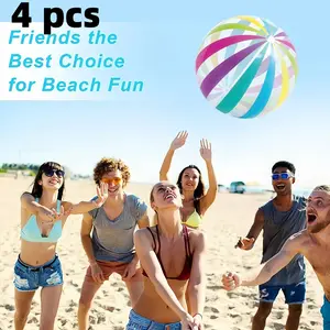 Inflatable PVC Beach Balls Set, Colorful Dots and Rainbow Stripes, Durable Pool and Beach Toys for Outdoor Games and Parties, Pool Floaties