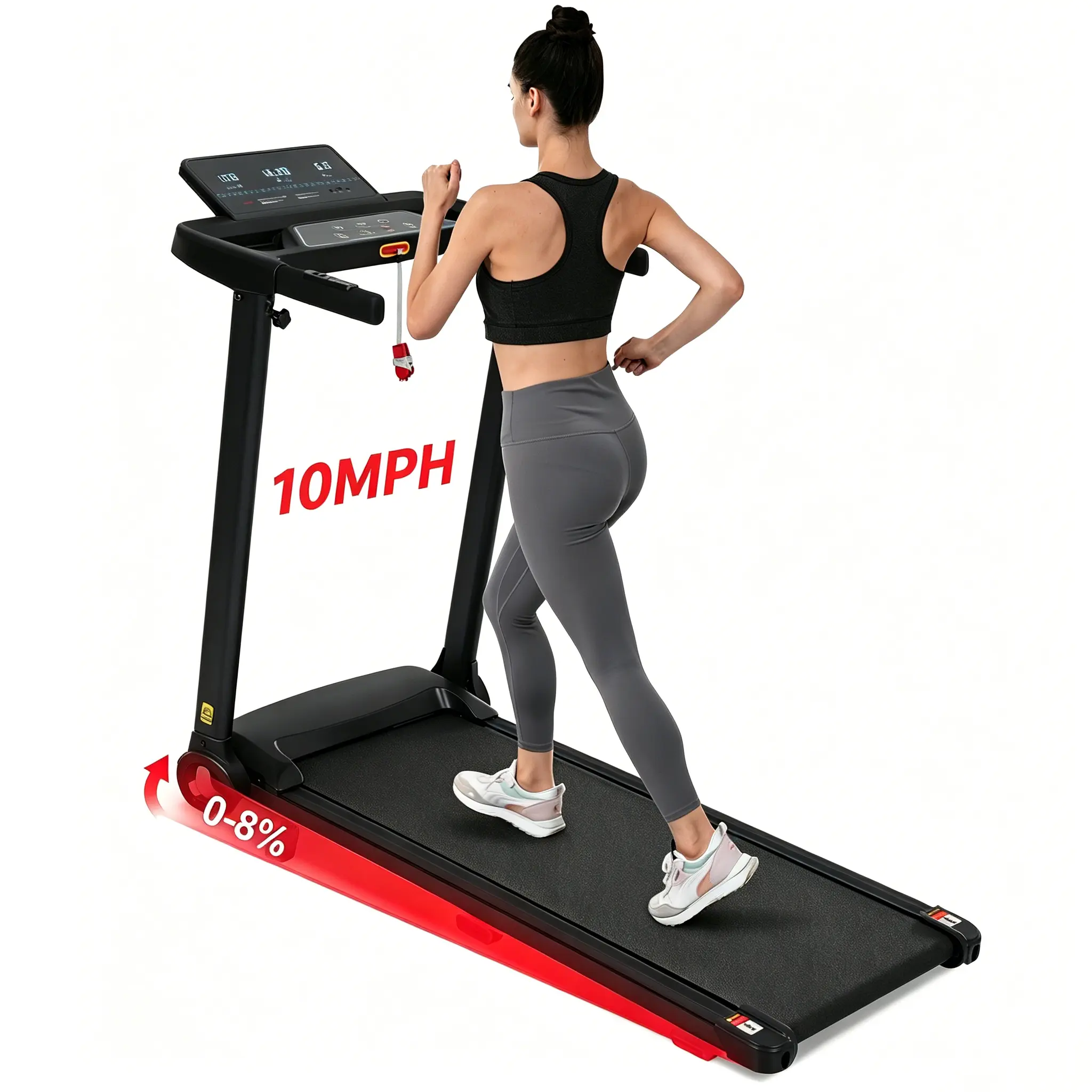 10.0MPH Treadmill with Incline, 3.0HP Quiet Foldable Treadmills for Home,  300 LBS Weight Capacity Home Exercise Equipment Treadmills ,Type C & USB Charge Station ,Bluetooth