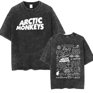 Artic Monkeys Retro Graphic T-Shirt Men’s Vintage Washed Oversized Short Sleeve Y2K Hip-Hop Streetwear