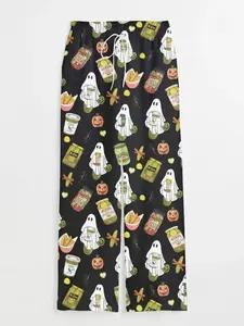 Pickle Pajama Pants for Women – Funny Cozy Soda & Pickle Print Sleepwear, Cute Satin Lounge Pants, Unique Gift for Food Lovers