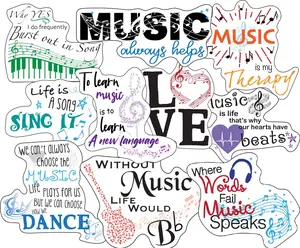 Music Stickers, Ten Vinyl Stickers Supporting Music, Great Music Gift, Decorative Stickers