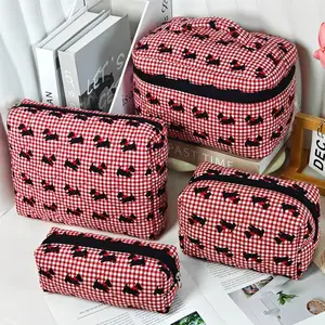 New 4-Piece Dog Makeup Bag Set, Large Capacity Travel Cosmetic Pouch, Cute Cartoon Quilted Organizer Bag, Makeup Storage Bag, Travel Cosmetic Bags, Perfect Gift for Friends and Mother's Day