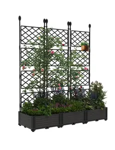 Garvee Modular Galvanized Raised Garden Bed Planter Box with Metal Trellis & Privacy Screen, Vertical Outdoor Planter for Climbing Plants, Vegetables & Flowers, Great for Patio, Balcony, Deck and Backyard