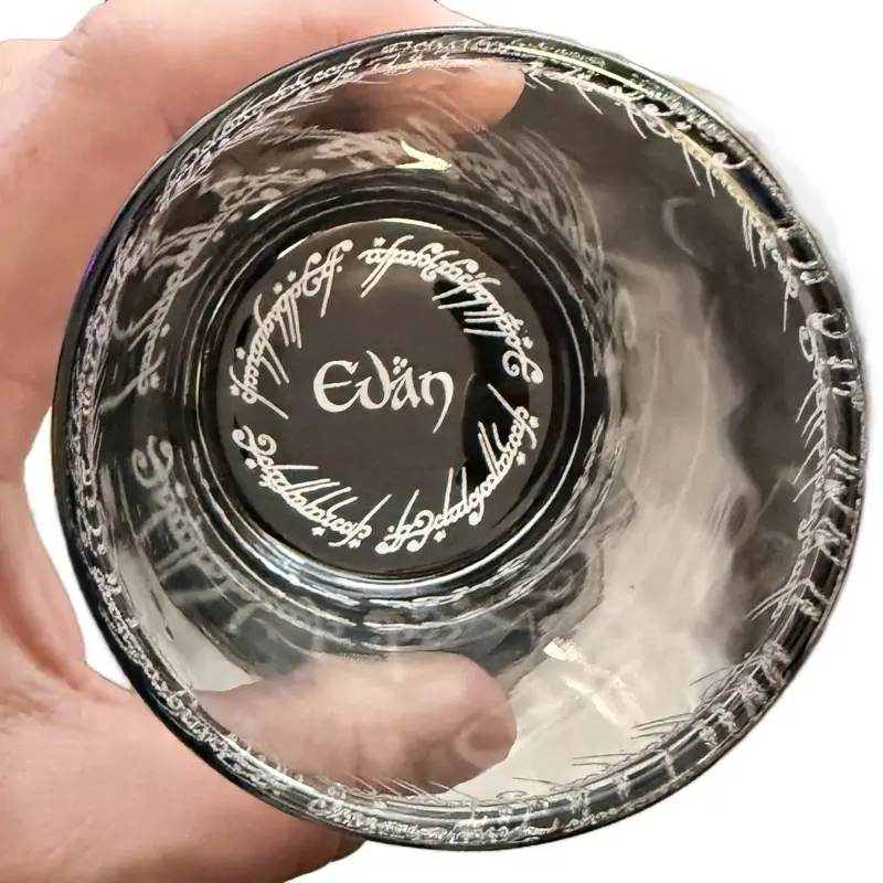 Lord of The Rings Whiskey Glass - Personalized with Elvish Script for Unique Gift