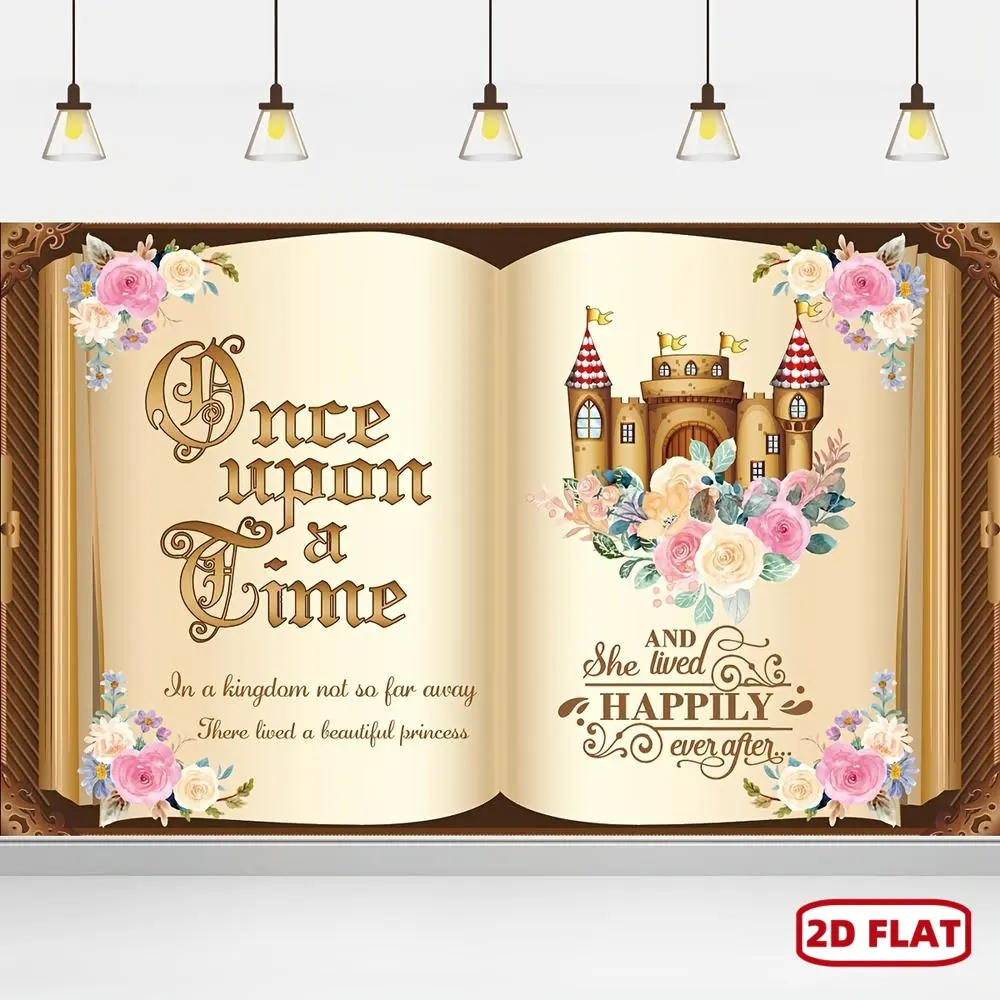 1pc 2D Flat Fairy Tale Books Backdrop Castle Princess Photo Background Happy Birthday Party Decorations, Party Decor Supplies, Birthday Decor Supplies, Home Decor, Room Decor, Scene Decor, Photo Prop Banners Ornaments