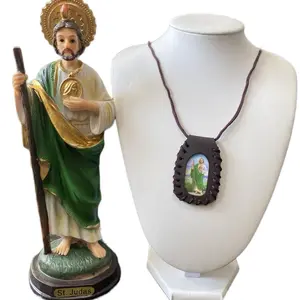 San Judas tadeo statue 8” with free leather San Judas necklace