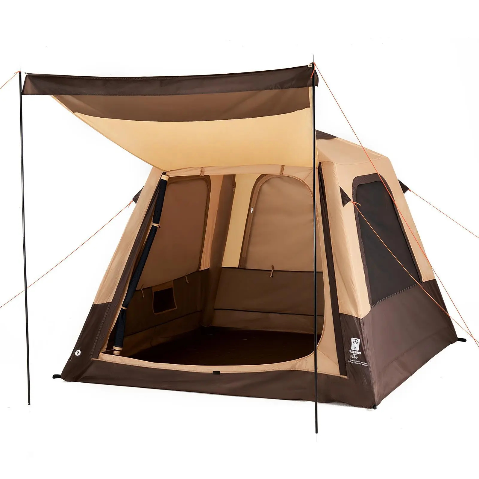 【SummerFinds】VEVOR Camping Tent, 4 Person Inflatable Cabin Tent with Rechargeable Pump, TPU Air Tube & 5 Large Mesh Windows, Portable Easy Setup Waterproof with Carry Bag for Family Outdoor Camping & Hiking, Beige