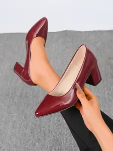 Minimalist pointed toe low-cut slip-on chunky high heels, comfortable and non-fatiguing, slimming and leg-lengthening, suitable for workplace commuting, forml occasions, dates, shopping, banquets, parties, weddings, and daily wear for various occasions