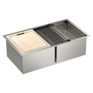 Luxe Chef 33" Workstation Undermount Double Bowl Sink With Accessories